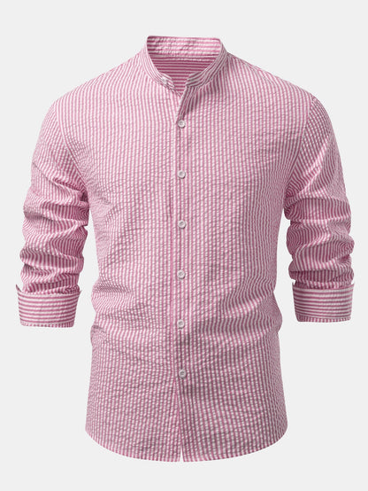 Men’s Stand Collar Seersucker Shirt Multipack – Three Regular-Fit Everyday Layers