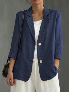 Women’s Relaxed Blazer – Two-Button Front with Roll-Up Sleeves