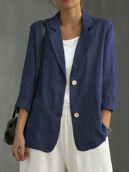 Women’s Relaxed Blazer – Two-Button Front with Roll-Up Sleeves