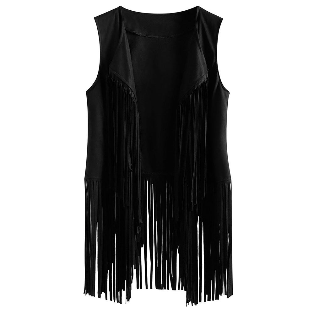 Women’s Longline Fringe Vest – Sleeveless Western-Inspired Festival Layer for Summer Parties