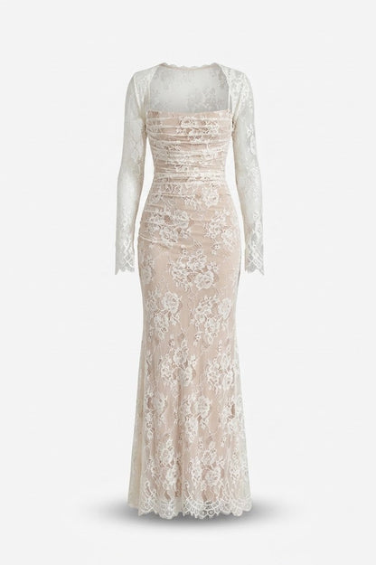 Women’s Lace Maxi Dress – Sheer Long-Sleeve Evening Style for Special Occasions
