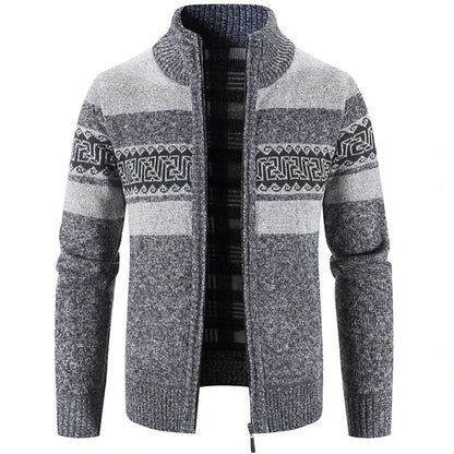 Men’s Warm Knitted Zip-Up Jacket – Soft Stand-Collar Sweater for Autumn and Winter Layering