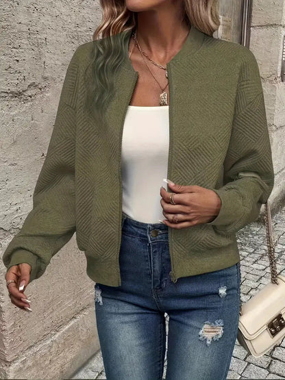 Women’s Textured Zip-Up Cardigan – Relaxed Knit Layer for Everyday and Travel Wear