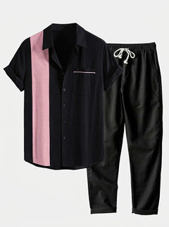 Men’s Cotton Shirt and Linen Blend Trousers Set – Lightweight Summer Casualwear