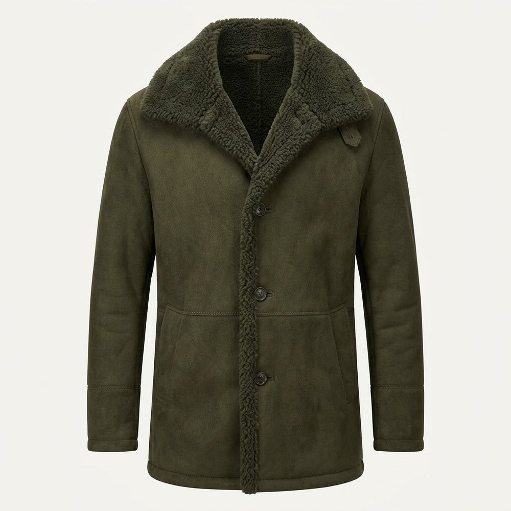 Men’s Plush-Lined Longline Winter Coat – Warm Button-Front Layer for Smart Casual Cold-Weather Wear