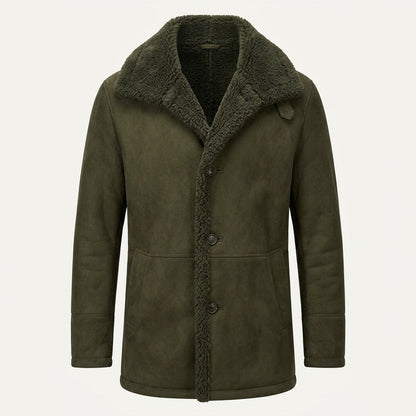 Men’s Plush-Lined Longline Winter Coat – Warm Button-Front Layer for Smart Casual Cold-Weather Wear