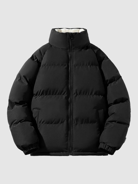 Men’s Fleece-Lined Puffer Jacket – Insulated Stand-Collar Winter Layer for Everyday Cold-Weather Wear