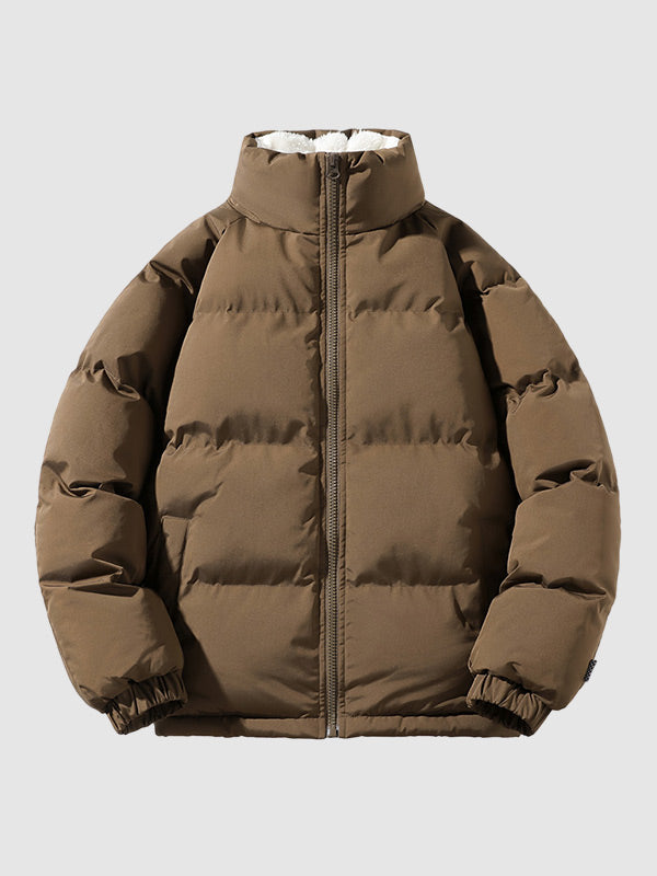 Men’s Fleece-Lined Puffer Jacket – Insulated Stand-Collar Winter Layer for Everyday Cold-Weather Wear