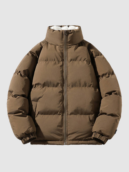 Men’s Fleece-Lined Puffer Jacket – Insulated Stand-Collar Winter Layer for Everyday Cold-Weather Wear