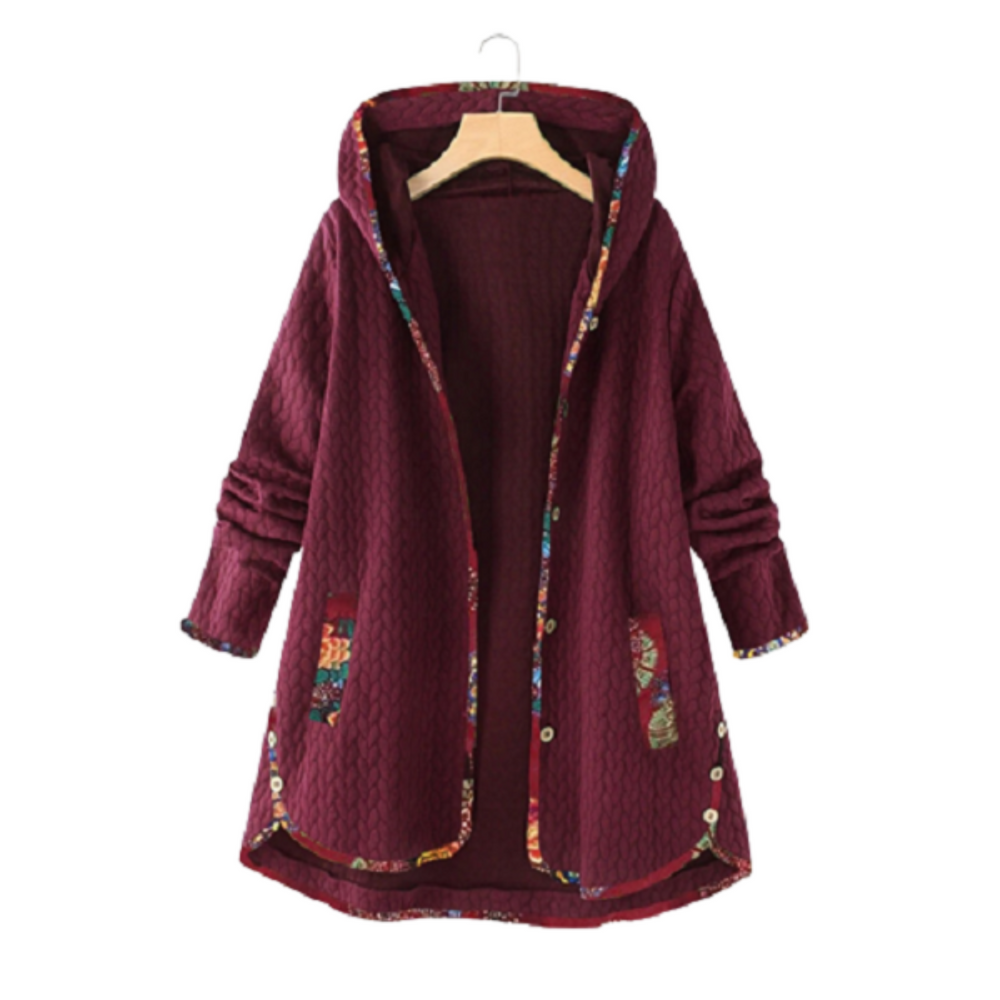 Women’s Hooded Quilted Coat – Longline Textured Layer for Relaxed Winter Styling