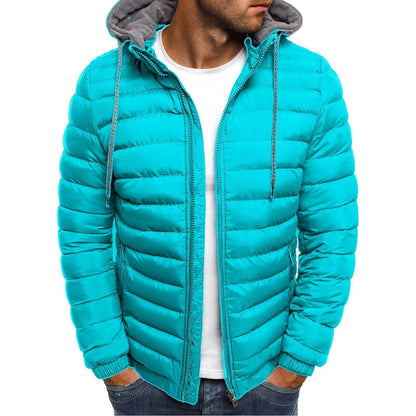 Men’s Lightweight Puffer Jacket – Thermal Insulation with Lined Hood