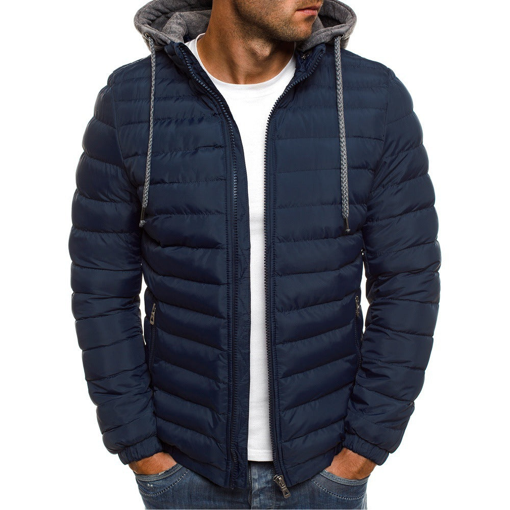Men’s Lightweight Puffer Jacket – Thermal Insulation with Lined Hood