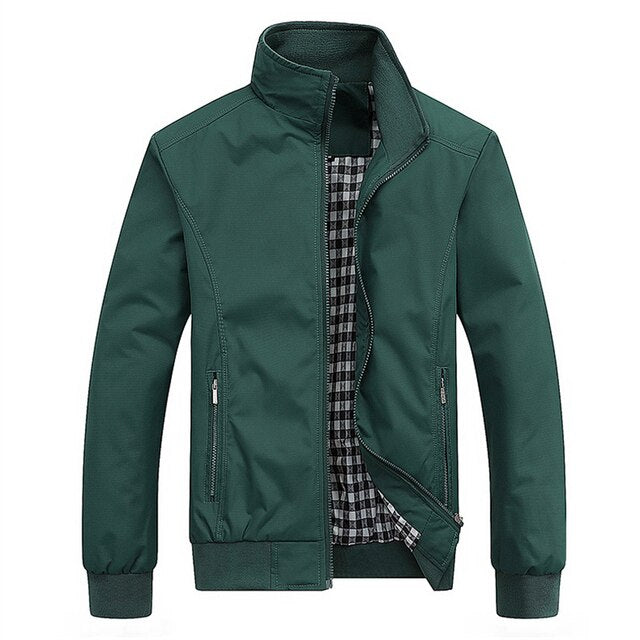 Men’s Stain-Resistant Stand-Collar Jacket – Lightweight Zip Layer for Transitional Wear