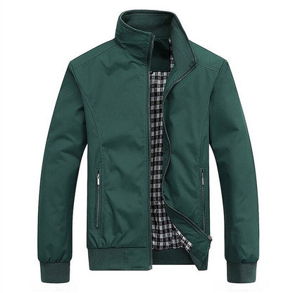 Men’s Stain-Resistant Stand-Collar Jacket – Lightweight Zip Layer for Transitional Wear