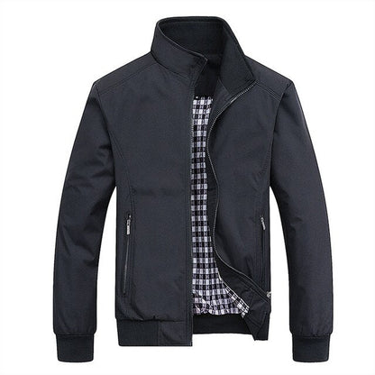 Men’s Stain-Resistant Stand-Collar Jacket – Lightweight Zip Layer for Transitional Wear