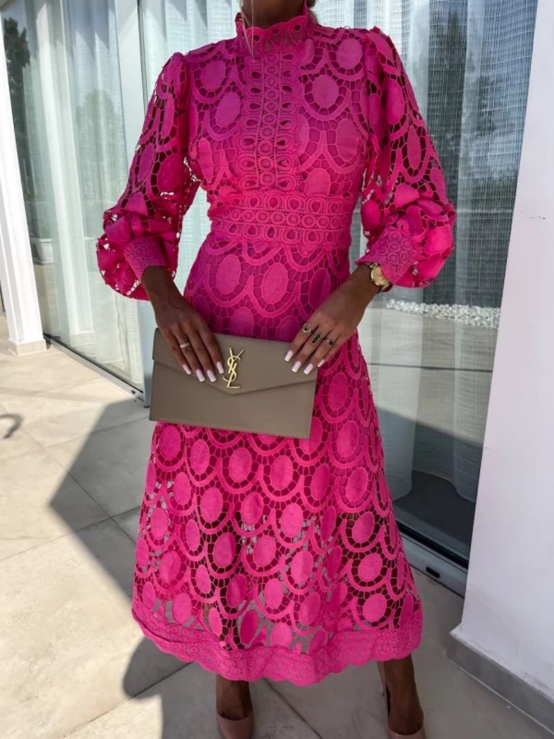 Women’s Lace Midi Dress – Long-Sleeve Occasion Style for Wedding Guests and Summer Events