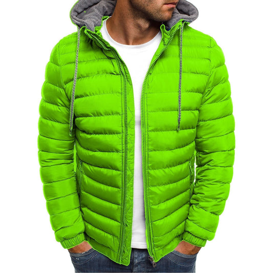 Men’s Lightweight Puffer Jacket – Thermal Insulation with Lined Hood
