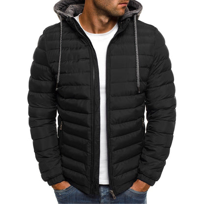 Men’s Lightweight Puffer Jacket – Thermal Insulation with Lined Hood