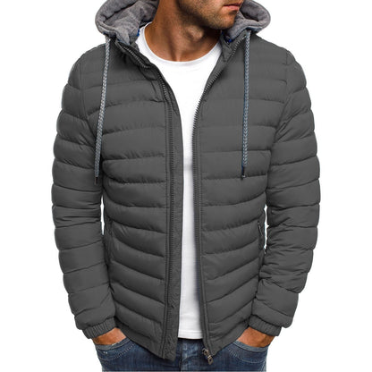Men’s Lightweight Puffer Jacket – Thermal Insulation with Lined Hood