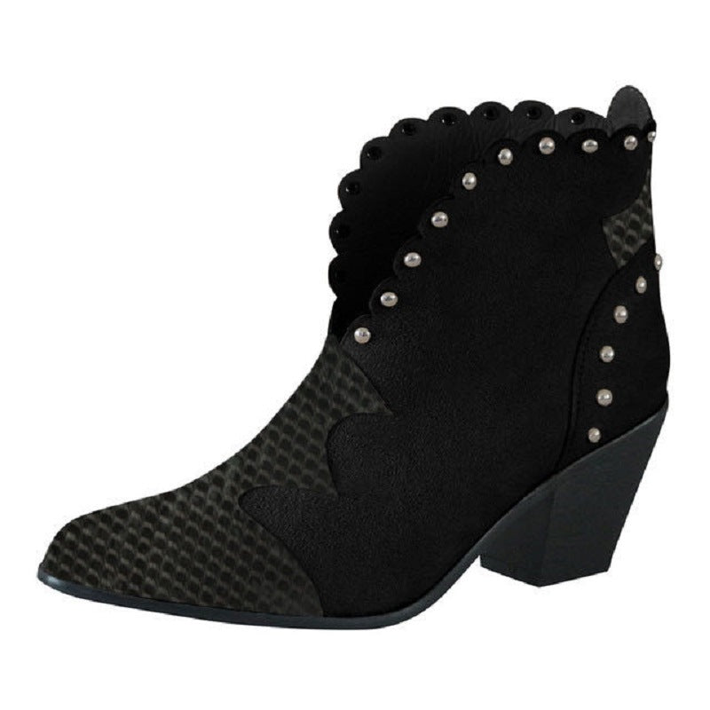 Women's Heeled Studded Chunky Chelsea Boots