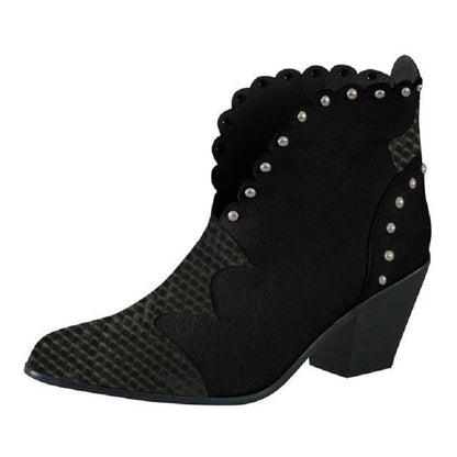 Women's Heeled Studded Chunky Chelsea Boots