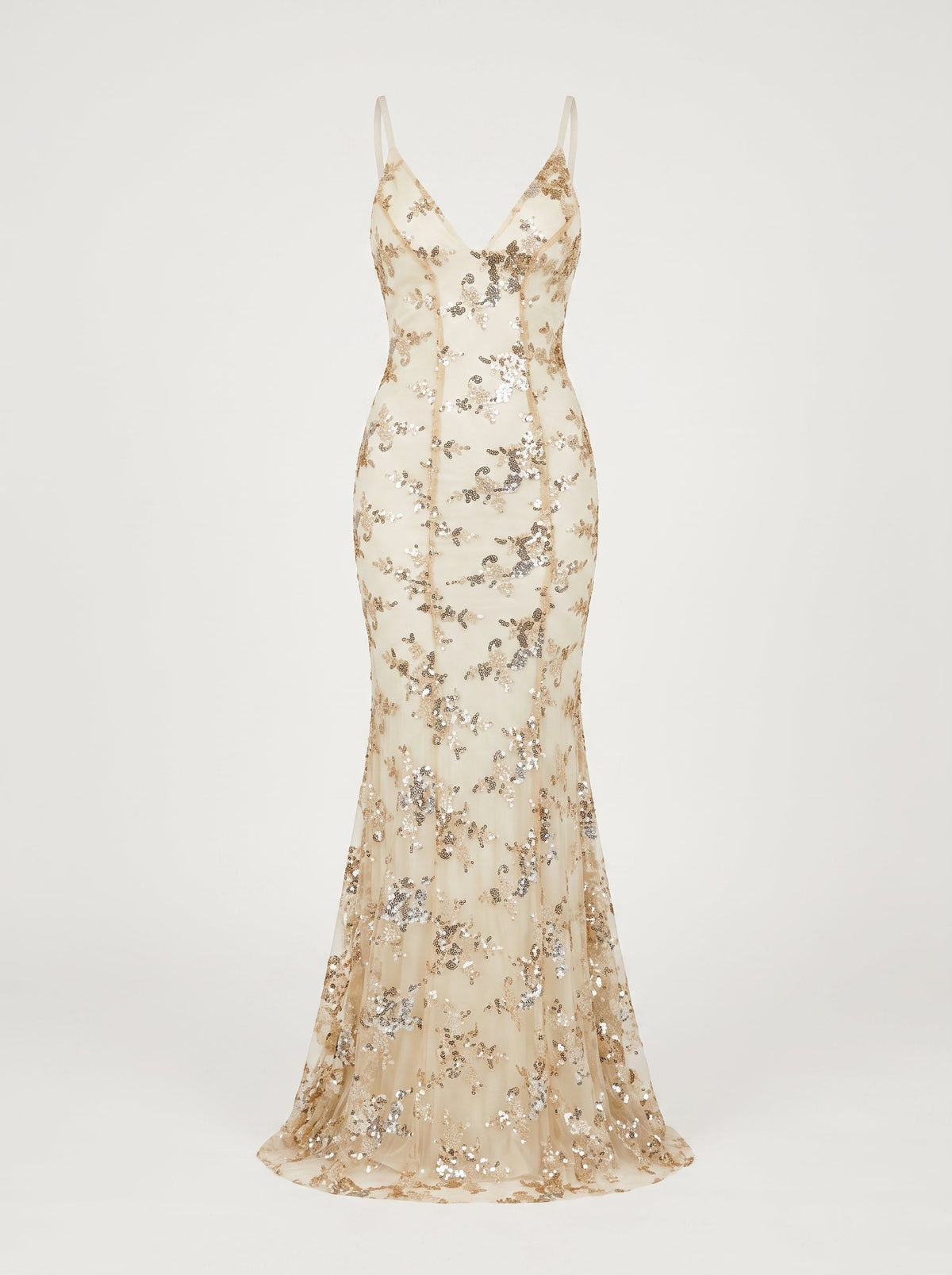 Women’s Sequin Maxi Evening Gown – Deep V-Neck Style for Galas and Formal Events