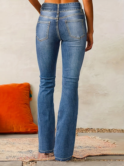 Women’s High-Waist Flared Jeans – Retro Denim Trousers for Casual Everyday Wear