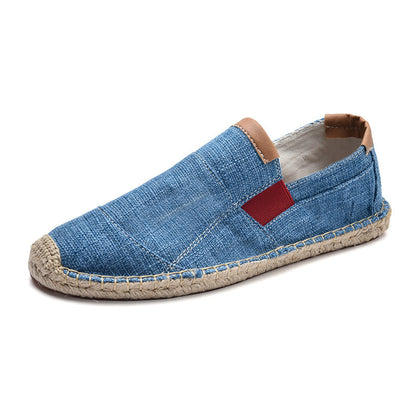 Men’s Lightweight Canvas Espadrille Loafers – Slip-On Summer Shoes with Woven Rope Sole and Elastic Inserts