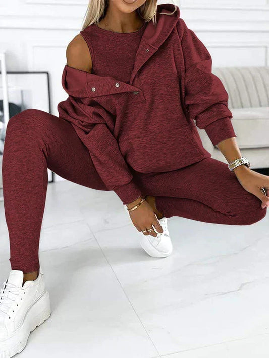 Women’s Hooded Sweatshirt and Leggings Set – Cosy Two-Piece Outfit for Casual Days