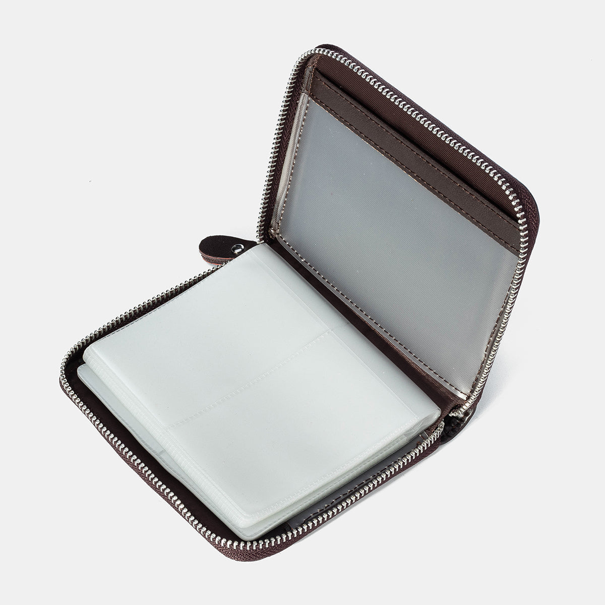 Men’s Genuine Leather RFID Wallet – Large-Capacity Zip-Around Card Organiser with Photo Pockets