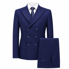 Men’s Double-Breasted Tweed Three-Piece Suit – Tailored Formalwear for Weddings and Special Occasions