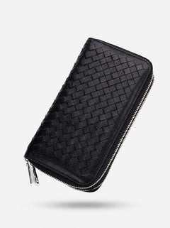Men’s Genuine Leather RFID Wallet – Large-Capacity Double-Zip Organiser with Card Slots and Phone Pocket