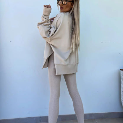 Women’s Oversized Sweatshirt and Leggings Set – Relaxed Two-Piece Outfit for Casual Days