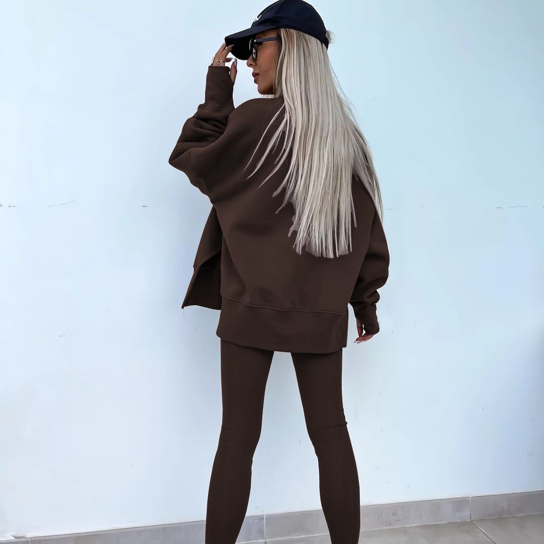 Women’s Oversized Sweatshirt and Leggings Set – Relaxed Two-Piece Outfit for Casual Days