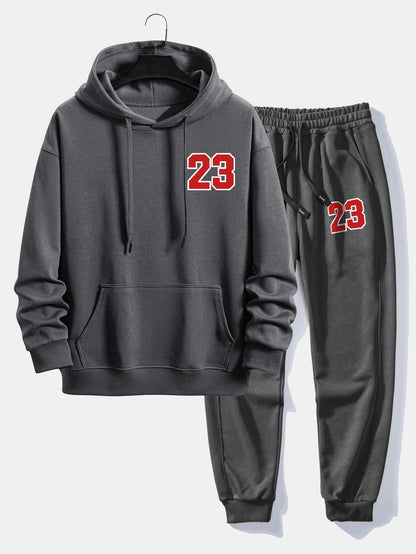 Men’s Printed Hoodie Jogger Set – Relaxed Cotton Blend Streetwear for Everyday Comfort