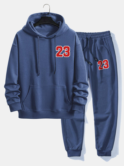 Men’s Printed Hoodie Jogger Set – Relaxed Cotton Blend Streetwear for Everyday Comfort
