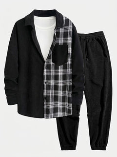 Men’s Corduroy Button Shirt with Jogger Trousers – Relaxed Autumn Co-Ord