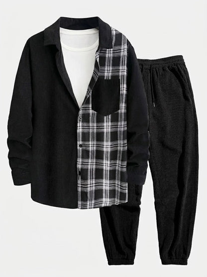 Men’s Corduroy Button Shirt with Jogger Trousers – Relaxed Autumn Co-Ord