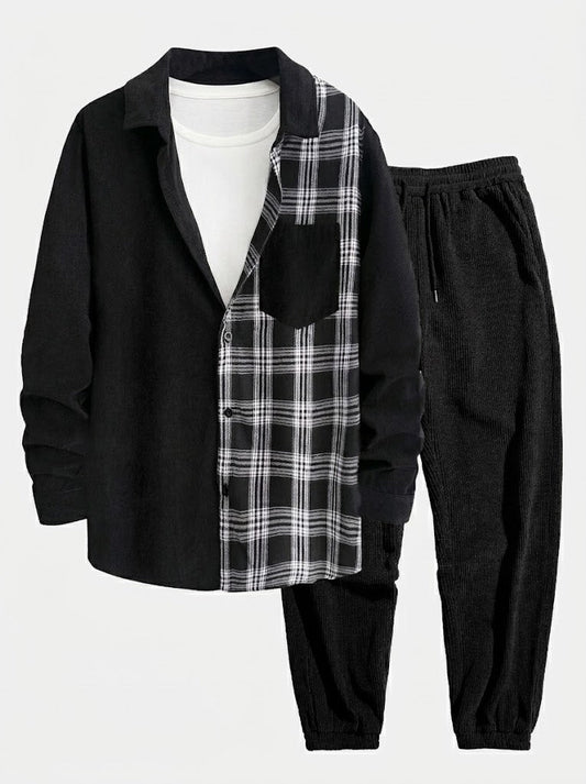 Men’s Corduroy Button Shirt with Jogger Trousers – Relaxed Autumn Co-Ord