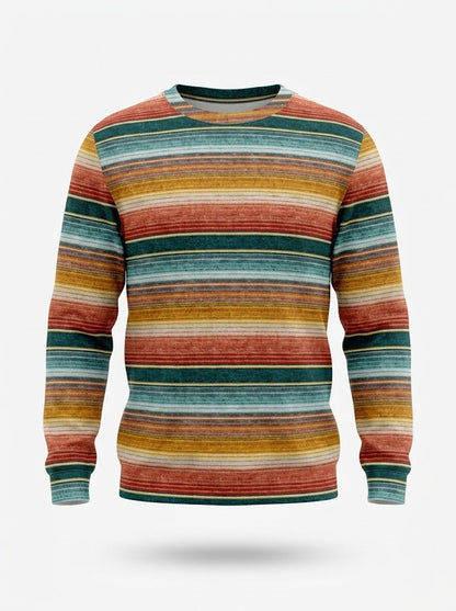 Men’s Striped Crew-Neck Sweatshirt – Lightweight Casual Pullover for Everyday Wear