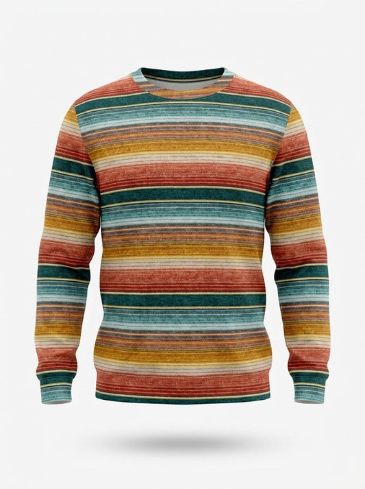 Men’s Striped Crew-Neck Sweatshirt – Lightweight Casual Pullover for Everyday Wear