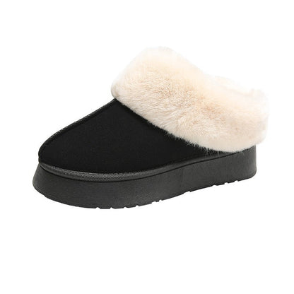 Black fur cuff slipper bootie
