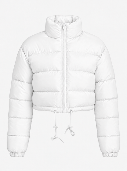 Women’s Cropped Drawstring Puffer Jacket – Lightweight Quilted Layer for Winter