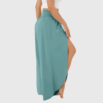 Women’s High-Waisted Wide-Leg Split Trousers – Flowing Boho Summer Style for Holidays and Beachwear