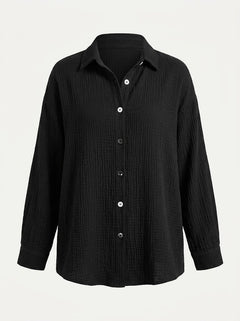 Women’s Cotton Muslin Button Shirt – Relaxed Textured Layer for Everyday Wear