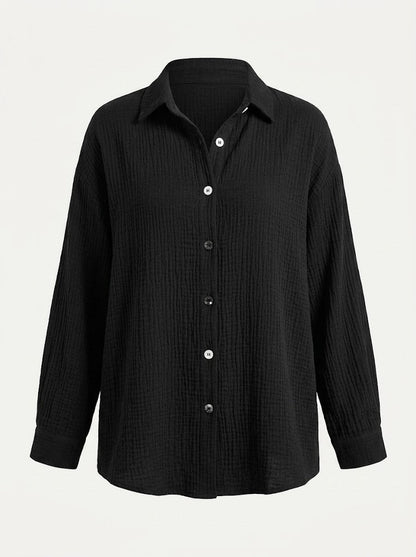 Women’s Cotton Muslin Button Shirt – Relaxed Textured Layer for Everyday Wear