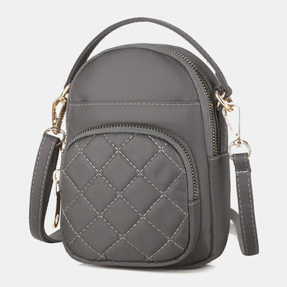 Women’s Quilted Mini Phone Crossbody Bag – Multi-Pocket Design with Adjustable Shoulder Strap