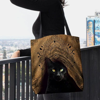 Women’s Cat Print Canvas Tote Bag – Spacious Casual Shoulder Shopper with Long Carry Handles