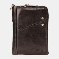Men’s Genuine Leather RFID Wallet – Zip-Around Bifold with Card Slots and Coin Pocket