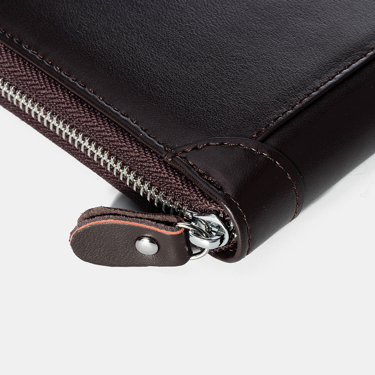 Men’s Genuine Leather RFID Wallet – Large-Capacity Zip-Around Card Organiser with Photo Pockets